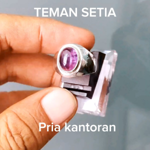 Cincin Kecubung Pria Signet Perak Asli 925 Natural Amethyst Mitorio