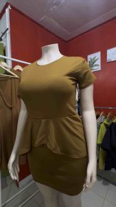 PLUS SIZE Peplum dress Fabric: Crepe Fit from Large up to 4XL Measurement: Bust: 46" Lenght: 40" Sleeve: 18" Shoulder: 19"