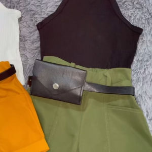 SETELAN IMPORT ANAK PEREMPUAN HALTER HELTER NECK TAS PINGGANG BROWN ARMY