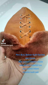 Peci Kopiah Kulit Peci Turki Tinggi Ottoman Motif Bulu Halus Coklat