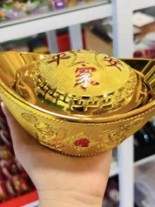 Thỏi vàng Thần Tài-Kim nguyên bảo size đại trưng bàn thu hút tài lộc