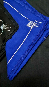 Bawal cotton sulam Batu Manik Keliling Penuh 3 Layer Bidang 45 Batu Manik Jalur