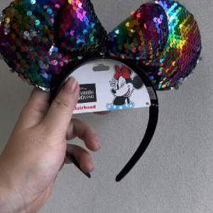 Disney Minnie Mouse Rainbow Silver Sequin Ears Headband