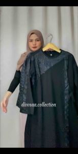GAMIS ABAYA TURKEY BORDIR BELAH SAMPING FULL HITAM//COD//DIVVSAA COLLECTION