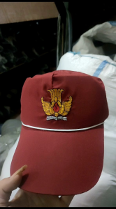 TOPI SEKOLAH SD MERAH POLOS KRETEK | TOPI ANAK SEKOLAH PEREKAT BORDIR
