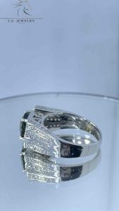 แหวนเงินแท้ พลอย Tourmaline ล้อมไพลินเพชรสวิส