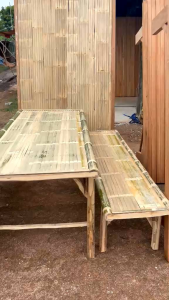 ชุดโต๊ะไม้ไผ่  โต๊ะกลาง1ตัว โต๊ะนั่ง2ตัว  ยาว160ซม. ได้3ตัวตามรูป รับประกันสินค้าตรงปก