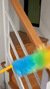 ไม้ปัดฝุ่นสายรุ้งมีด้ามแบบแขวน ไม้ปัดฝุ่นเชือกฟางเส้นใยนุ่ม