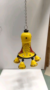 Terracotta clay Handpainted color Hanging Bell for Home Balcony Garden & Patio | Traditional Clay Wind Chime