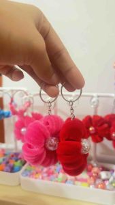 Fluffy Flower Keychain Fuzzywire Handcrafted plush Key ring