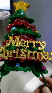 Secari Christmas Tree Headband Handmade Wearable Decor Accessories with Lights