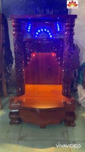 Bàn thờ thần tài có Hộp đèn cột Rồng 60 X 60 X 98CM - Gỗ Tràm bông vàng