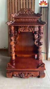 Bàn thờ thần tài ông địa mái ngói Vip 81 x 81 x 147cm - Hàng đẹp loại dày