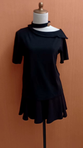 atasan kaos wanita hitam AVENUE cewek M L blouse lengan pendek cute MEWAH