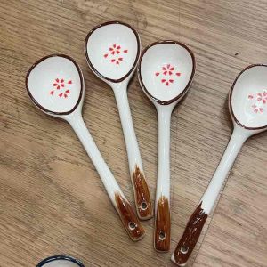 4pcs Japanese-style ceramic spoon mixed household face value spoon soup spoon household soup spoon rice spoon long handle cartoon