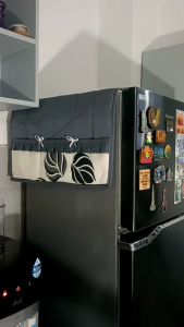 Curtains and Covers Refrigerator cover ref cover dust cover (Dark gray big leaves)