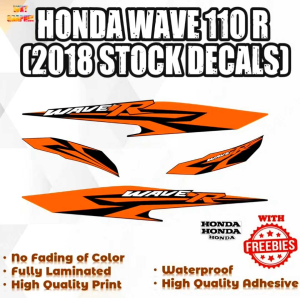 HONDA WAVE 110 R 2018 STOCK DECALS (WATERPROOF LAMINATED FADE PROOF)