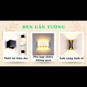 Đèn Tường Hắc Tia 2 Đầu Ánh Sáng Vàng 8w Vỏ Đen Phong Cách Hiện Đại Và Sang Trọng
