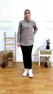 Kemeja Wanita Daily Lengan Panjang Katun Samantha Size M L XL XXL Atasan Kerja Wanita