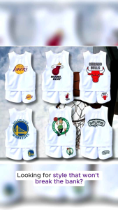 Emman's NBA Inspired Graphic Prints Terno White Cute Muscle Tees & Shorts for Kids