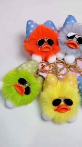 Gantungan Kunci Tas Cute Monsta Upset Duck Bebek Ganci Pom Bulu Keychain Bagcharm Monster Lucu