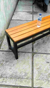 Bangku Panjang Ukuran 120x35x45 Full Kayu Warna Natural Hitam