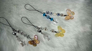 Strap Phone Manik Nama (Custom) Gantungan hp Nama Murah Model Kupu2 (custom nama tulis di chat)