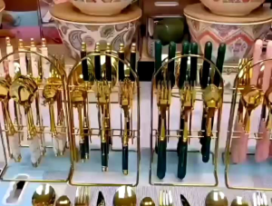 Sendok Makan Set Viral Cutlery Set 24 Pcs Gold