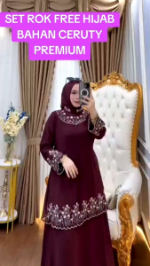 REALPICT COD KODE 172 SET ROK FREE HIJAB PREMIUM   BAHAN CERUTY  PREMIUM   HARGA TERMURAH BEST SELLER TANGAN PERTAMA KONVEKSI / PRINTING / MOTIF PREMIUM GAMIS PESTA RATUGAMISJKRT