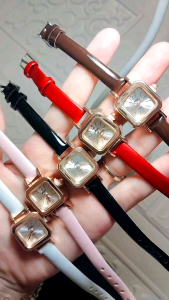 Jam Tangan Kecil Wanita Strap Pu Analog Fashion Quartz Dial Kotak / Jam Tangan Casual Wanita