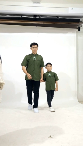 KEMEJA POLOS COUPLE AYAH DAN ANAK KEMEJA DEWASA DAN ANAK WARNA ARMY