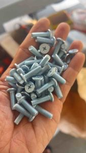 น็อตสกรูหัวแฉกหัวแบนเรียบM6×20ชุบขาว 10ตัว