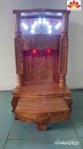 Bàn thờ thần tài ông địa cột vuông có hộp đèn 48 x 81cm ( Hàng loại 1 )