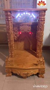 Bàn thờ thần tài ông địa gỗ gõ đỏ có hộp đèn 60 x 98cm ( Hàng Đẹp )