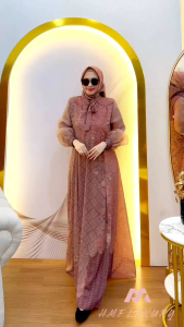 HMF APRILIA 1&2 Baju Dress Gamis Set Hijab Muslimah