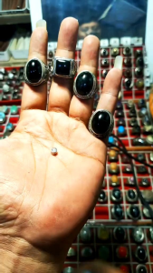 Cincin batu akik Badar besi hitam nempel magnet murah elegan