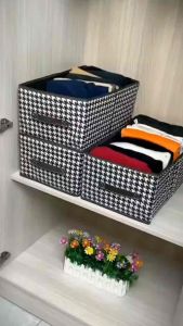 千鸟格衣服收纳筐 (1套3个) Houndstooth Clothes Storage Basket   #每次整理好的衣服特别容易乱😔，自从有了这款衣服收纳筐✨，衣柜里的衣服都能分类起来了整洁又干净#居家好物#👍🏻