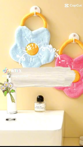 AJW2368 Flower Hand Towel / Lap Tangan Motif Karakter Gantung Kain Bulu Tebal Halus Lucu