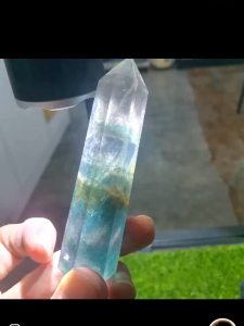 decorations display crystal fluorite feather blue green tower