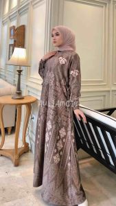Gamis Rania Silk Premium Motif Elegan Terbaru