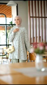 ONESET MUSLIM BY TULUS SETELAN CELANA CEY CRINKLE AIRFLOW MOTIF BUNGA CANTIK OVERSIZE JUMBO