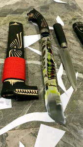 golok ukir macan khas Banten asli baja
