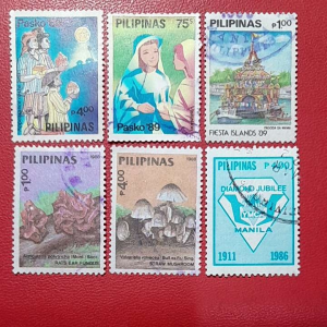 Prangko Filipina lawas Koleksi Kuno 6 Pcs Campur USED