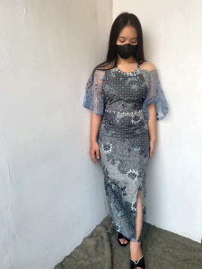 Dress Batik Sabrina Lengan Tulle Mutiara Premium & Dress Kondangan Pesta Bridesmaid