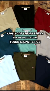 **PAKET 100RIBU 6 KAOS MOTIF COTTON POLY24s ATASAN PRIA WANITA M L XL XXL**