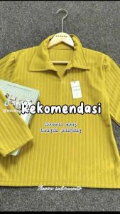 BISA COD Crop top Knit hornet lenggang panjang leher kerah Max BB 60