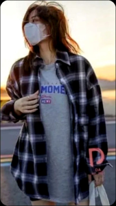 Kemeja Flanel Hitam Flanel Pria Wanita Lengan Panjang Casual