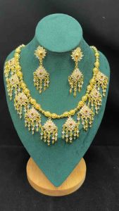 Vintage jewelry ชุดไทยซ็ตโบราณสร้อยชุดต่างหูเพื่อนเจ้าสาวเจ้าสาว thai wedding สีทอง