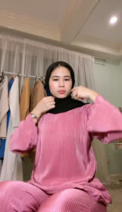 terno SILK PLEATS top with pants Long Freesize only