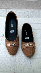 LL 03 SEPATU BALET WANITA FLAT SHOES RAJUT BROS ATAS